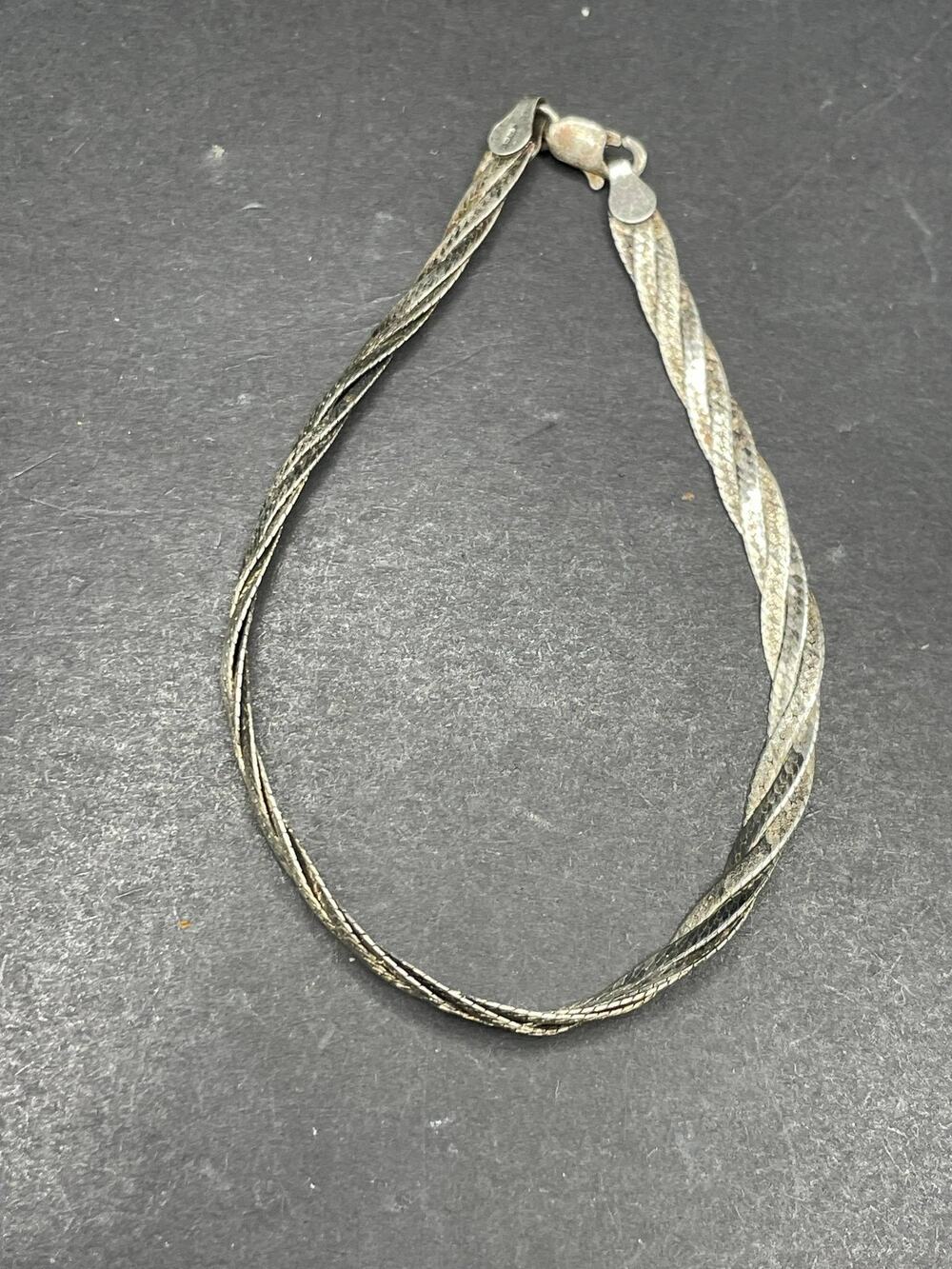 925 Sterling Silver Braided Chain Bracelet 4.32g Twisted Link Jewelry